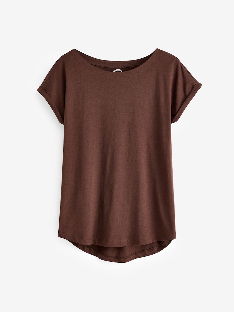 White/Brown/Animal Cap Sleeve 100% Cotton T-Shirts 3 Pack - Image 3 of 7