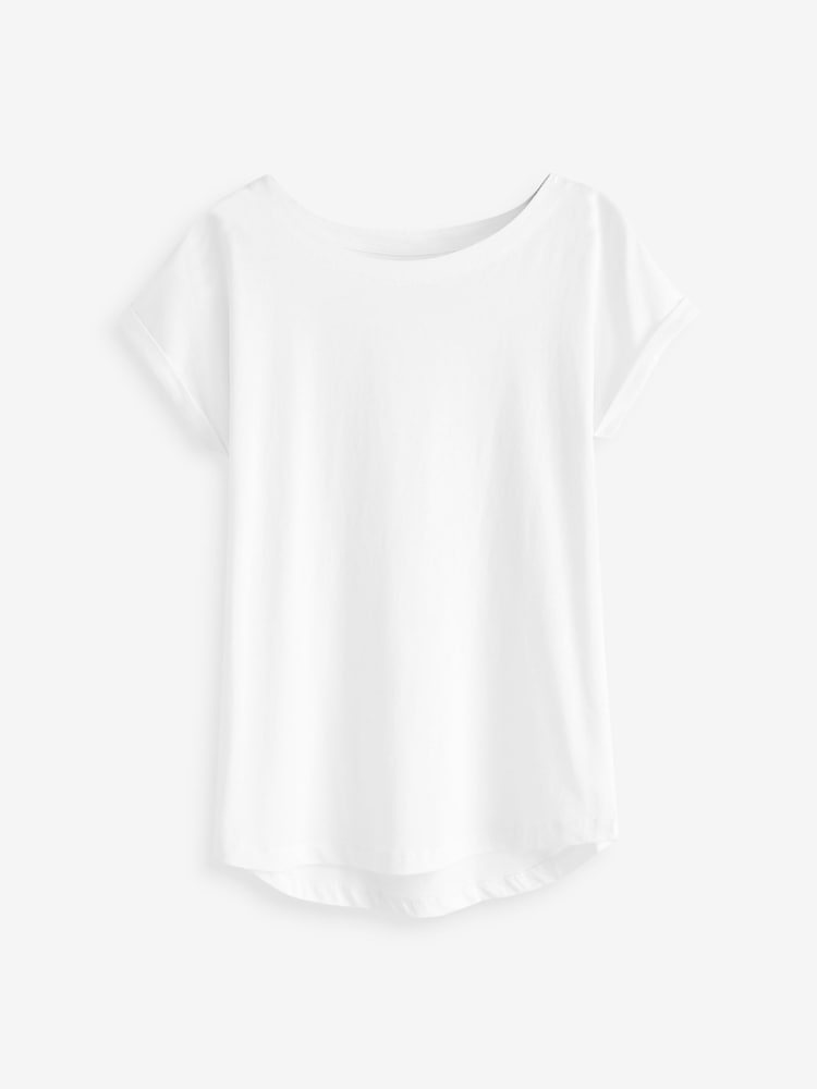 White/Brown/Animal Cap Sleeve 100% Cotton T-Shirts 3 Pack - Image 4 of 7