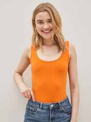 Blue/Green/Orange Built Up Thick Strap Vests 3 Pack - Image 6 of 9