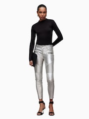 AllSaints Silver Suri Biker Jeans - Image 4 of 7