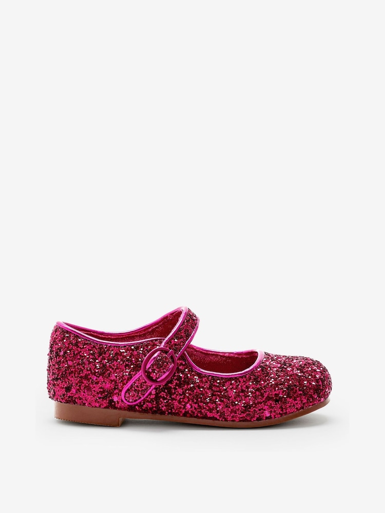 Hot Pink Glitter Standard Fit (F) Mary Jane Shoes - Image 1 of 4