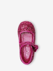 Hot Pink Glitter Standard Fit (F) Mary Jane Shoes - Image 3 of 4