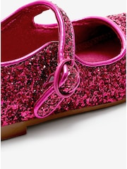 Hot Pink Glitter Standard Fit (F) Mary Jane Shoes - Image 4 of 4