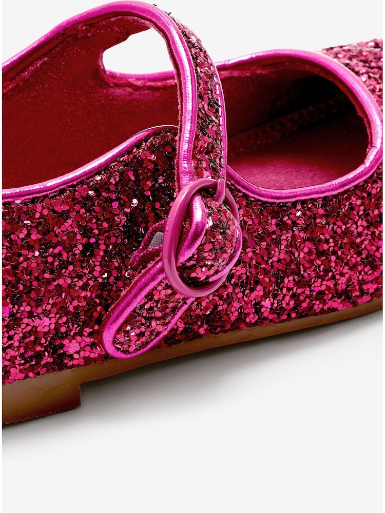 Hot Pink Glitter Standard Fit (F) Mary Jane Shoes - Image 4 of 4