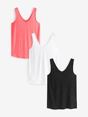 Black/White/Pink Sleeveless Slouch Vests 3 Pack - Image 1 of 5