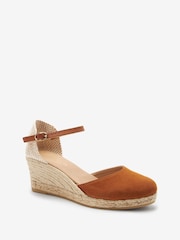 Tan Brown Forever Comfort® Leather Closed Toe Low Wedges - Image 3 of 6
