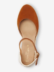 Tan Brown Forever Comfort® Leather Closed Toe Low Wedges - Image 4 of 6
