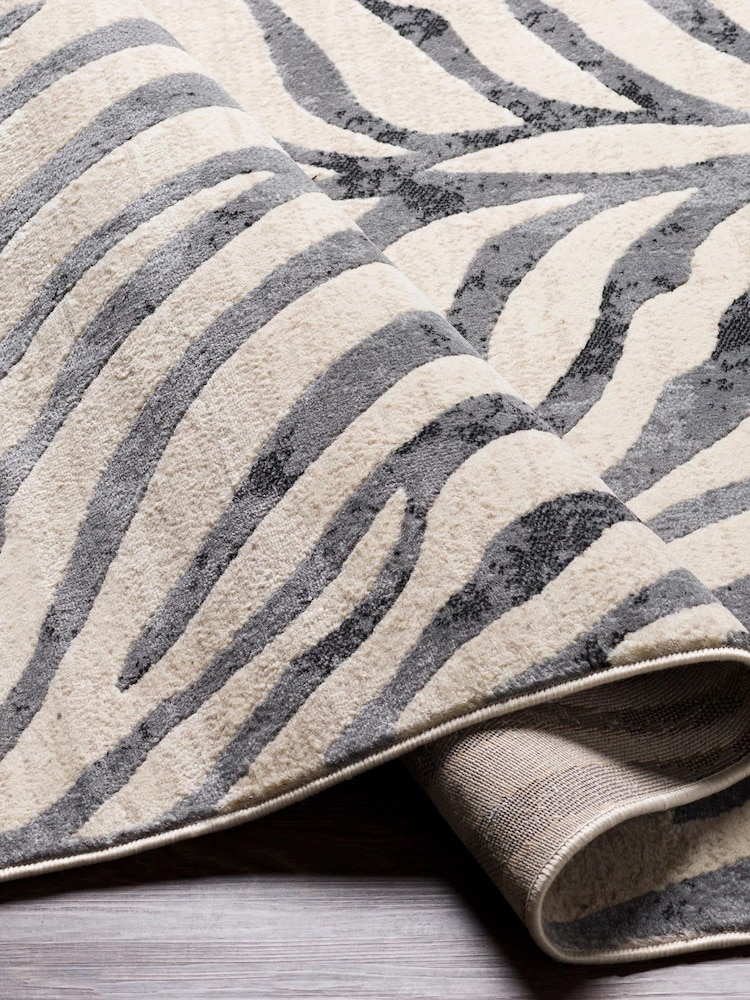 LIVABLISS Grey City Animal Print Zebra Boho Rug - Image 2 of 2 LIVABLISS Grey City Animal Print Zebra Boho Rug - Image 2 of 2