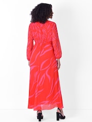 Live Unlimited Curve Pink Zebra Print Maxi Dress With Blouson Sleeves - Image 5 of 9
