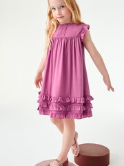 Rose Pink Ruffle Satin Dress (3mths-16yrs) - Image 1 of 8