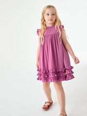 Rose Pink Ruffle Satin Dress (3mths-16yrs) - Image 2 of 8