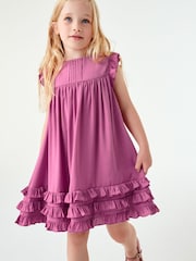 Rose Pink Ruffle Satin Dress (3mths-16yrs) - Image 4 of 8