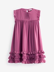 Rose Pink Ruffle Satin Dress (3mths-16yrs) - Image 7 of 8