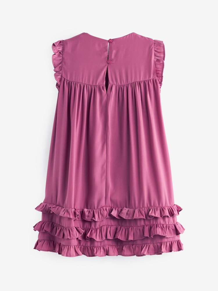 Rose Pink Ruffle Satin Dress (3mths-16yrs) - Image 8 of 8