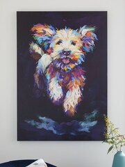 Navy Large Charlie Cockapoo Dog Canvas Wall Art - Image 1 of 5