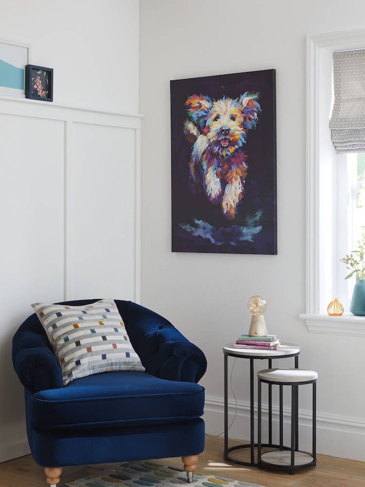 Navy Large Charlie Cockapoo Dog Canvas Wall Art - Image 2 of 5