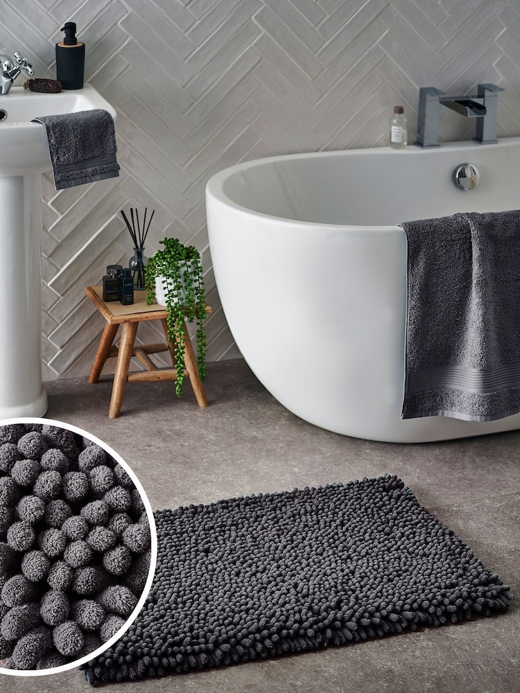 Charcoal Grey Super Plush Bath Bobble Mat - Image 1 of 5
