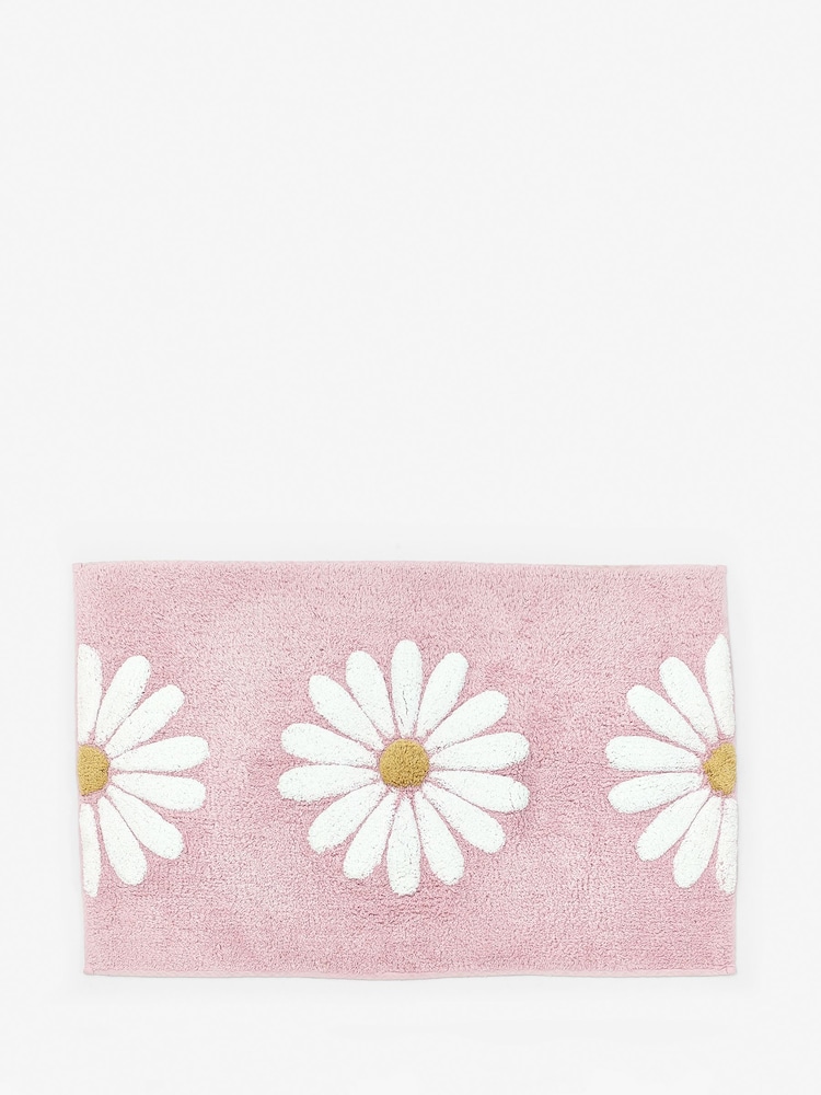 Pink Daisy 100% Cotton Bath Mat - Image 3 of 4