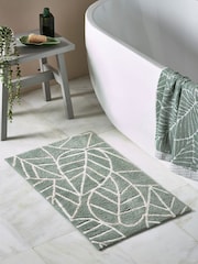 Badematte aus 100 % Baumwolle mit Blattdesign - Bild 1 von 4