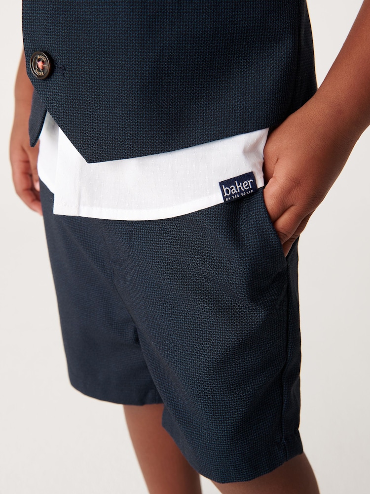 Bleu marine - Baker by Ted Baker Ensemble chemise, gilet et short - Image 4 of 12
