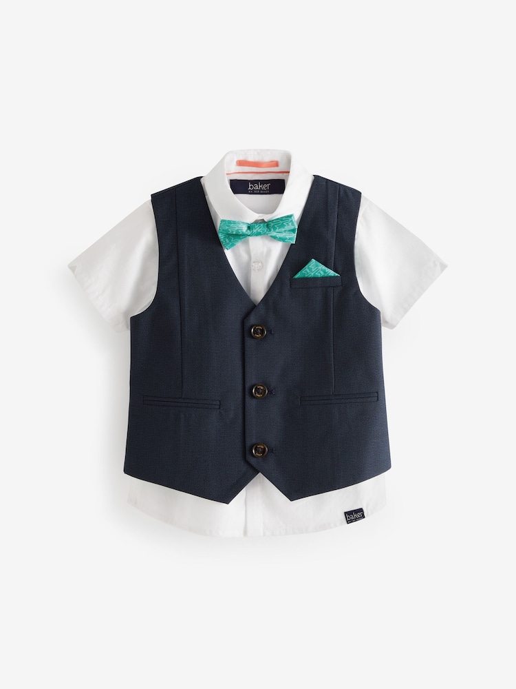 Bleu marine - Baker by Ted Baker Ensemble chemise, gilet et short - Image 8 of 12