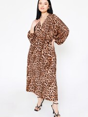 F&F FW Bridge Faye Animal Puff Sleeve Midi Dress - Image 2 of 9