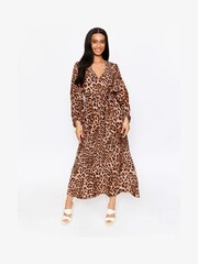F&F FW Bridge Faye Animal Puff Sleeve Midi Dress - Image 3 of 9