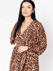 F&F FW Bridge Faye Animal Puff Sleeve Midi Dress - Image 4 of 9