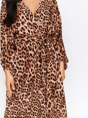 F&F FW Bridge Faye Animal Puff Sleeve Midi Dress - Image 8 of 9