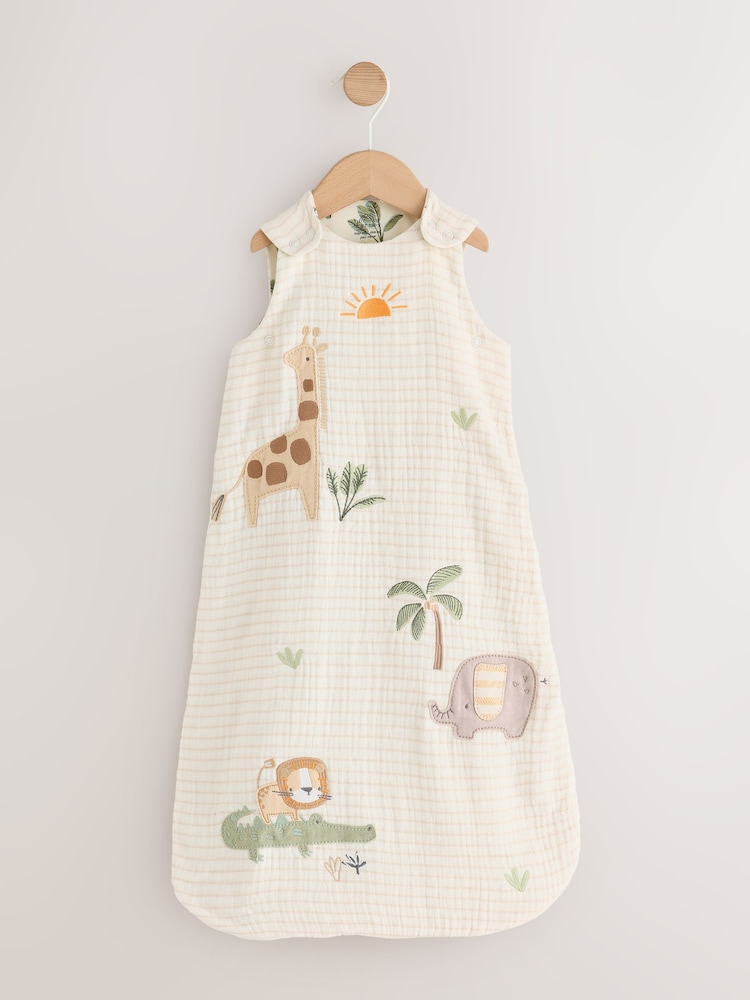 Muslin Applique Jungle 1 Tog Baby Sleep Bag - Image 1 of 5 Muslin Applique Jungle 1 Tog Baby Sleep Bag - Image 1 of 5