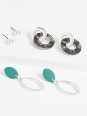 Blue Resin Drop And Stud Earrings 3 Pack - Image 1 of 2