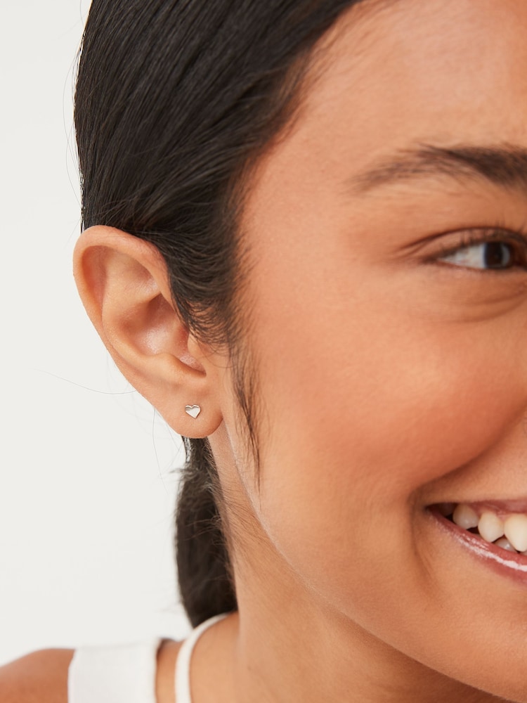 Sterling Silver Heart Stud Earrings - Image 1 of 2