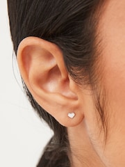 Sterling Silver Heart Stud Earrings - Image 2 of 2