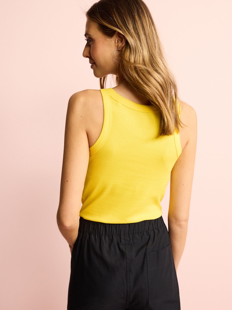Yellow Ribbed Racer Vest - Image 2 of 5