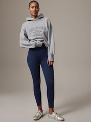 Navy Blue Ribbed Seamless High Waist Leggings - Image 1 of 4