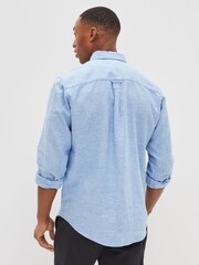 Light Blue Regular Fit Linen Blend Long Sleeve Shirt - Image 1 of 4