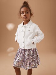 White 100% Cotton Diamante Denim Western Jacket (3-16yrs) - Image 1 of 9
