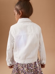 White 100% Cotton Diamante Denim Western Jacket (3-16yrs) - Image 4 of 9