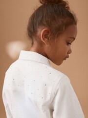 White 100% Cotton Diamante Denim Western Jacket (3-16yrs) - Image 5 of 9
