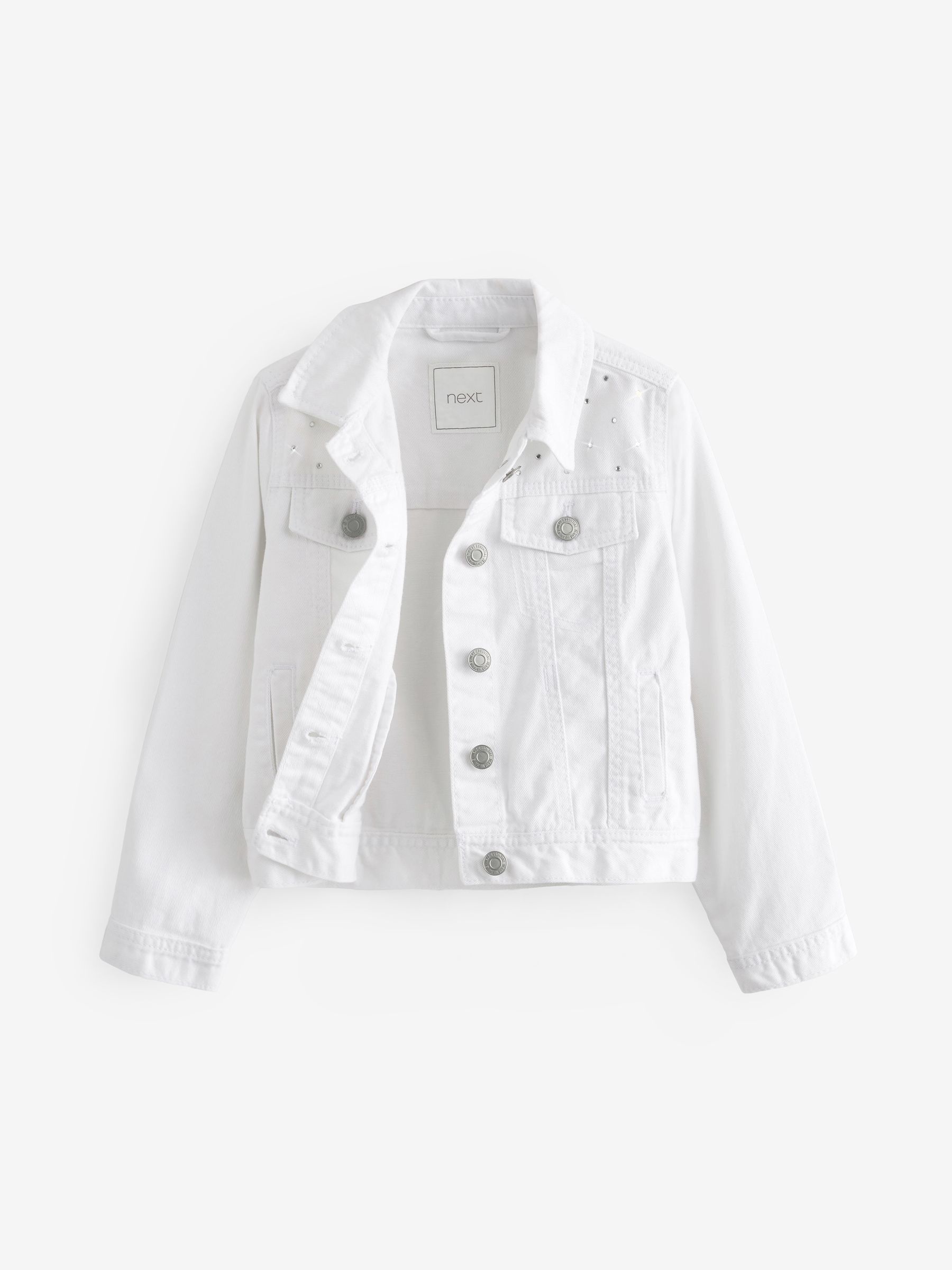 White denim jacket girl cheap