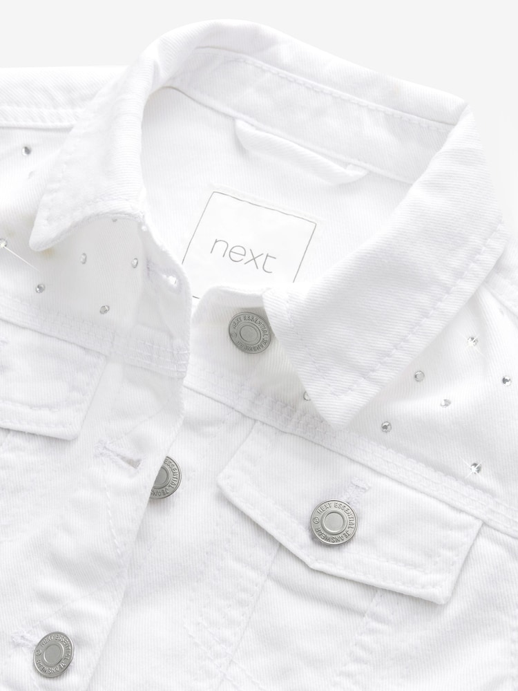 White 100% Cotton Diamante Denim Western Jacket (3-16yrs) - Image 9 of 9