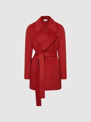 Reiss Red Amalia Belted Blindseam Short Coat - Image 2 of 6