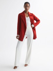 Reiss Red Amalia Belted Blindseam Short Coat - Image 3 of 6