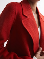 Reiss Red Amalia Belted Blindseam Short Coat - Image 4 of 6