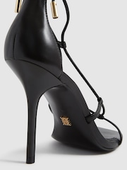Reiss Black Kali High Leather Strappy Wrap Sandals - Image 10 of 10