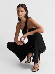 Reiss Black Kali High Leather Strappy Wrap Sandals - Image 9 of 10