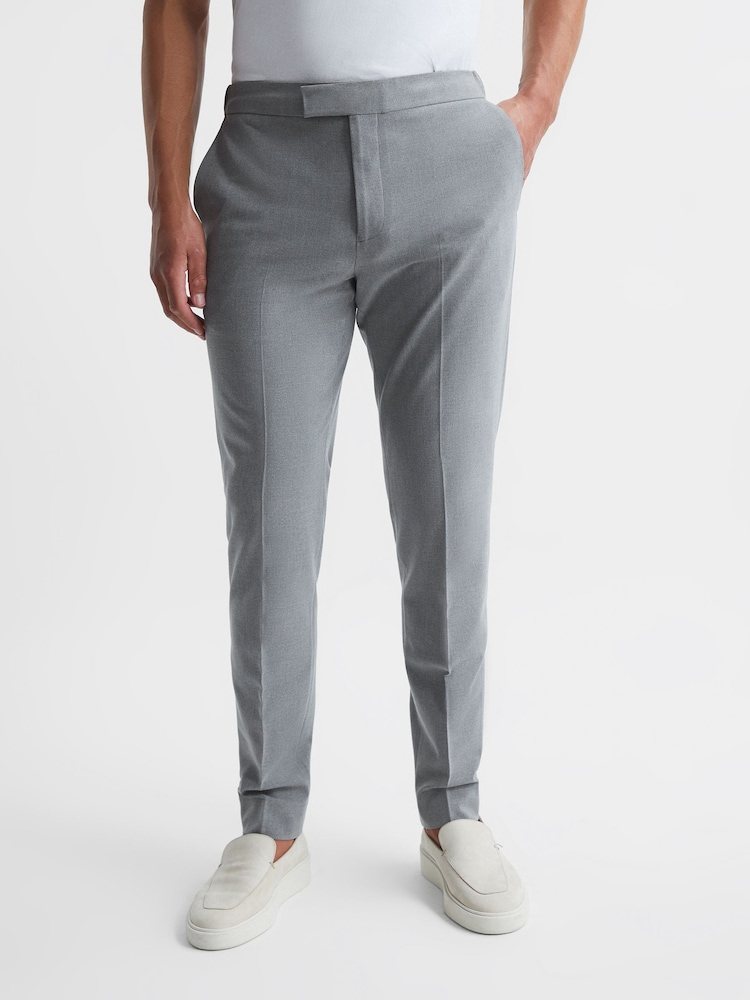 Reiss Soft Grey Found Drawcord Waist Relaxed Trousers - Image 1 of 5
