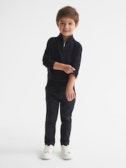 Reiss Navy Blackhall Senior Quarter Zip Merino Wool Jumper - Image 3 of 5