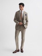 Reiss Light Brown Rope Single Breasted Textured Slim Fit Blazer - Image 4 of 12