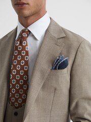 Reiss Light Brown Rope Single Breasted Textured Slim Fit Blazer - Image 5 of 12